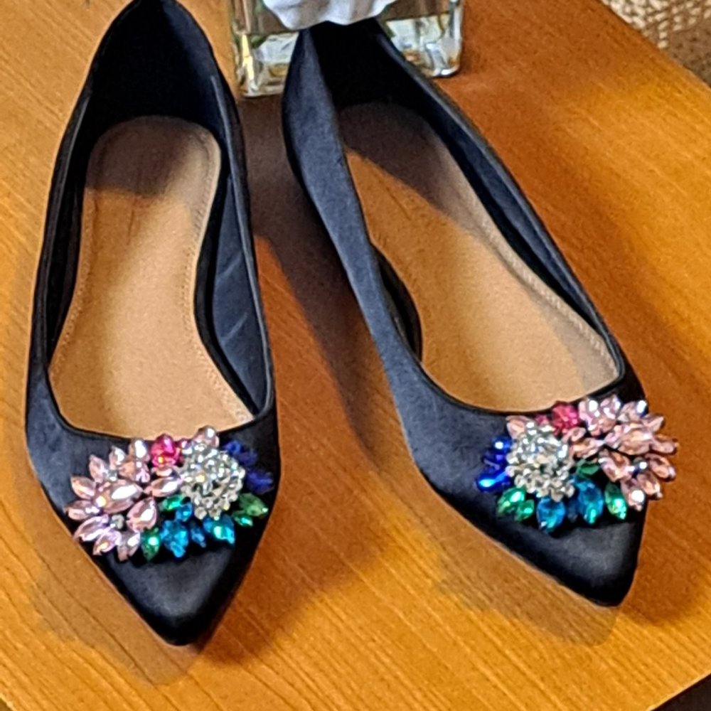 Asos Jeweled Black Satin flats